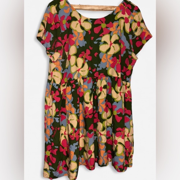 VTG Green Floral Multicolor Manuheali’i baby doll XL Dress - Picture 2 of 6